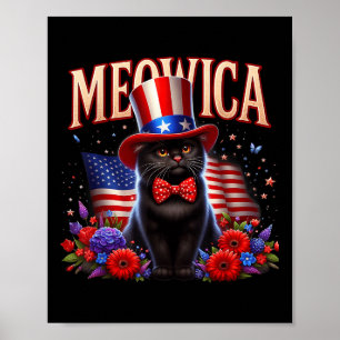 猫 4th Of July アメリカ国旗 Meowica 記念日 メンズ ポスター