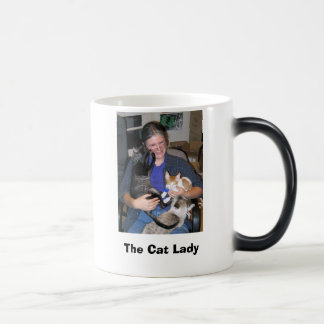 猫- smokeyおよびガラスの猫の女性 モーフィングマグカップ