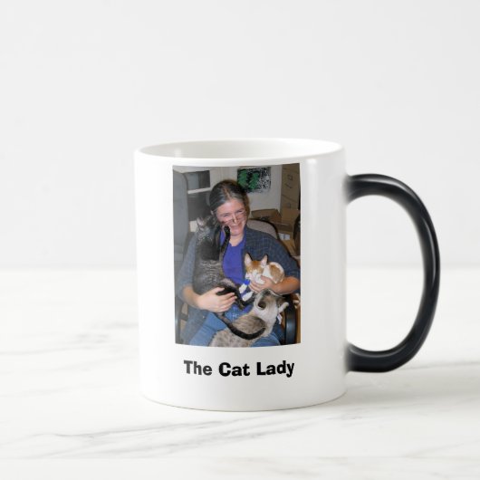 猫- smokeyおよびガラスの猫の女性 モーフィングマグカップ (右)