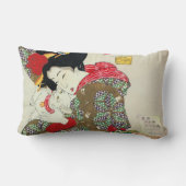 猫、Tsukioka Yoshitoshiを持つ日本のな女の子 ランバークッション (裏面)