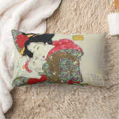 猫、Tsukioka Yoshitoshiを持つ日本のな女の子 ランバークッション (ブランケット)