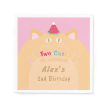 猫 "Two Cute to Handle" 2歳の誕生日 ピンク ペーパー