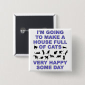 猫Button Badgeおもしろいな猫の女性の十分の家 缶バッジ (正面&裏面)