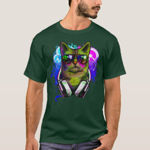 猫DJシャツRave DJ猫シャツEdm Rave Shirt Tシャツ
