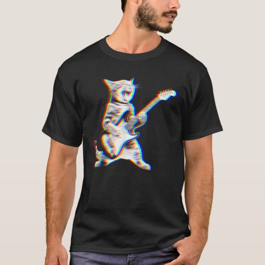 猫EDMロックおもしろい猫好きW Tシャツ (正面)
