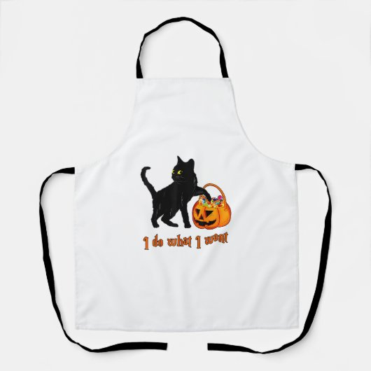 猫I Do I What I Want What I What I Want Halloween C エプロン (正面)