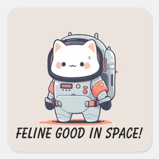 猫inスペース – 猫in宇宙 スクエアシール (正面)