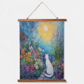 猫inフローラガーデン – 印象派アート 吊り下げ型タペストリー (正面)