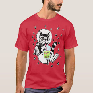 猫in宇宙ボバティーバブルアニメかわいい708 tシャツ