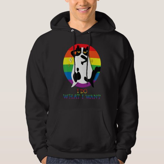猫LgbtのプライドRainbow Flag Say G パーカ (正面)
