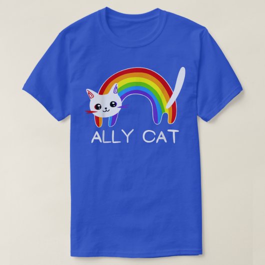 猫LGBTレインボー国旗ゲイプライド月 Tシャツ (デザイン正面)