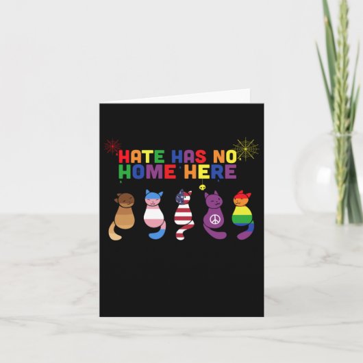 猫Lgbt Hate Has No Home Hereステッカー カード (正面)