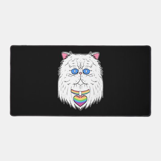 猫LGBTQゲイと同性愛サンタ・クラウスの贈り物 デスクマット (正面)
