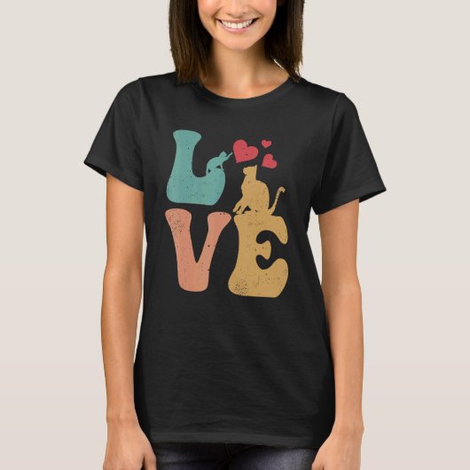 猫LOVE 猫好きさん 猫大好き Tシャツ (正面)