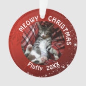 猫MEOWY CHRISTMAS 2フォトレッド オーナメント (正面)