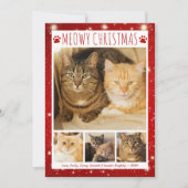 猫MEOWY CHRISTMAS 4 Photos Red Pawprints シーズンカード (正面)