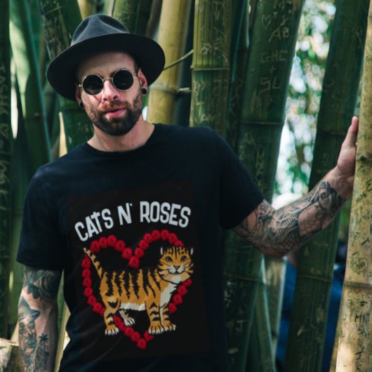猫Nバラジンジャー猫Tシャツ Tシャツ