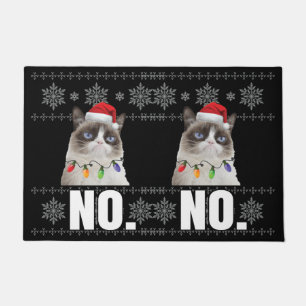 猫No不機嫌なクリスマス猫No醜いクリスマスプレゼント ドアマット