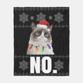 猫No不機嫌なクリスマス猫No醜いクリスマスプレゼント フリースブランケット (正面)