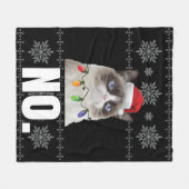 猫No不機嫌なクリスマス猫No醜いクリスマスプレゼント フリースブランケット (正面(横))