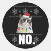 猫No不機嫌なクリスマス猫No醜いクリスマスプレゼント ラウンドシール (正面)