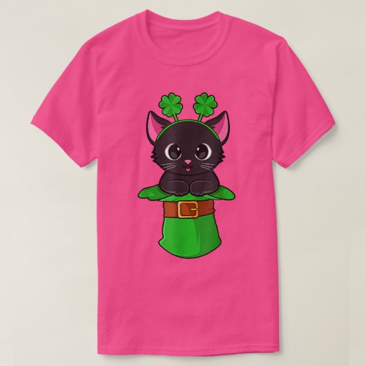 猫St patricks dayレプレシャンロックキッテンギル Tシャツ (デザイン正面)