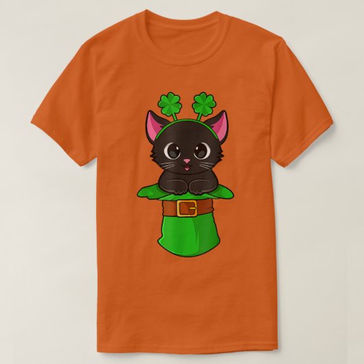 猫St patricks dayレプレシャンロックキッテンギル Tシャツ (デザイン正面)