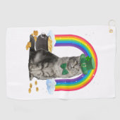 猫St patricks dayレプレシャン衣装シャムロックギ ゴルフタオル (横)