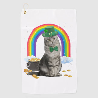 猫St patricks dayレプレシャン衣装シャムロックギ ゴルフタオル