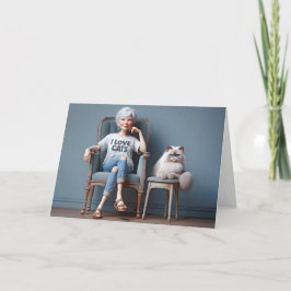 猫Tシャツが大好きなおばさん カード