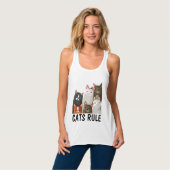 猫Tシャツと猫がレディース タンクトップ (正面フル)