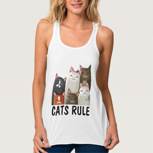 猫Tシャツと猫がレディース タンクトップ (正面)