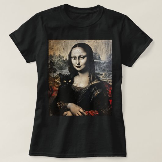猫Tシャツのモナリザ Tシャツ (デザイン正面)