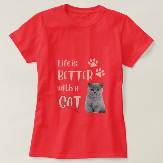 猫Tシャツの方が暮らしが良い Tシャツ (デザイン正面)