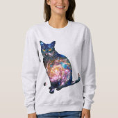 猫Tシャツの輝く宇宙 スウェットシャツ (正面)