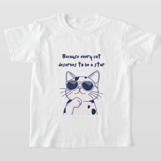 猫Tシャツ – どの猫もスターにふさわしい Tシャツ (レイダウン)