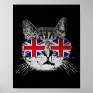 猫Tシャツ ユニオンジャック 国旗 カントリー レトロ イングランド 英国 ポスター