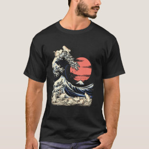 猫Tシャツ 和風猫 神奈川沖波奈 冨嶽三十六景 北斎 キテ Tシャツ
