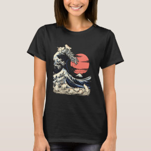 猫Tシャツ 和風猫 神奈川沖波浮世絵 猫切手 Tシャツ