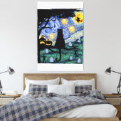 猫Tシャツ、怖い夜猫Tシャツ、ヴァンゴッホギフトハ キャンバスプリント (インサイチュ (寝室))