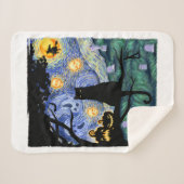 猫Tシャツ、怖い夜猫Tシャツ、ヴァンゴッホギフトハ シェルパブランケット (正面(横))