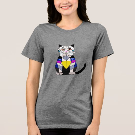 猫Tシャツ 猫 デザイン トライブレンドＴシャツ (正面)