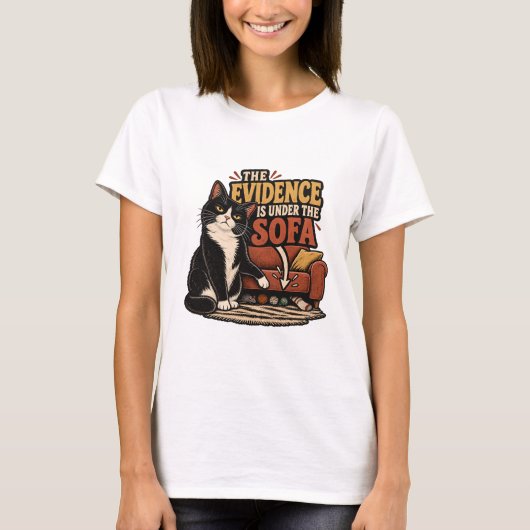 猫Tシャツ - 証拠はソファの下 Tシャツ (正面)