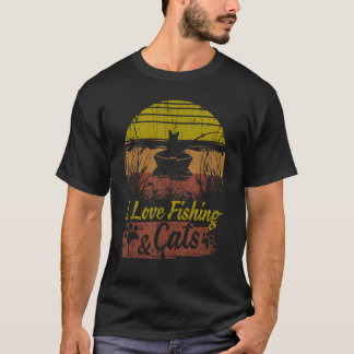 猫Tシャツ 釣りと猫が大好き プレゼント バス キャットフィッシュ Tシャツ