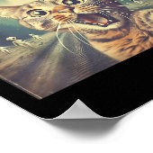 猫UFOセルフィーアート 面白い猫エイリアン ポスター (角)