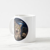 猫UFOセルフィー コーヒーマグカップ (正面左)