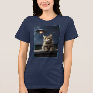 猫UFOドローネスターリーナイトニュージャージーアート トライブレンドTシャツ