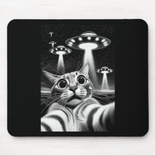 猫Ufo侵入おもしろいミームレトロエイリアン猫Ufo Se マウスパッド