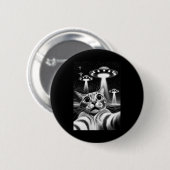猫UFO面白い侵略ミームレトロエイリアン猫UFOシー 缶バッジ (正面&裏面)