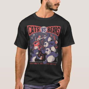 猫vsクマ忍者戦おもしろい戦 tシャツ